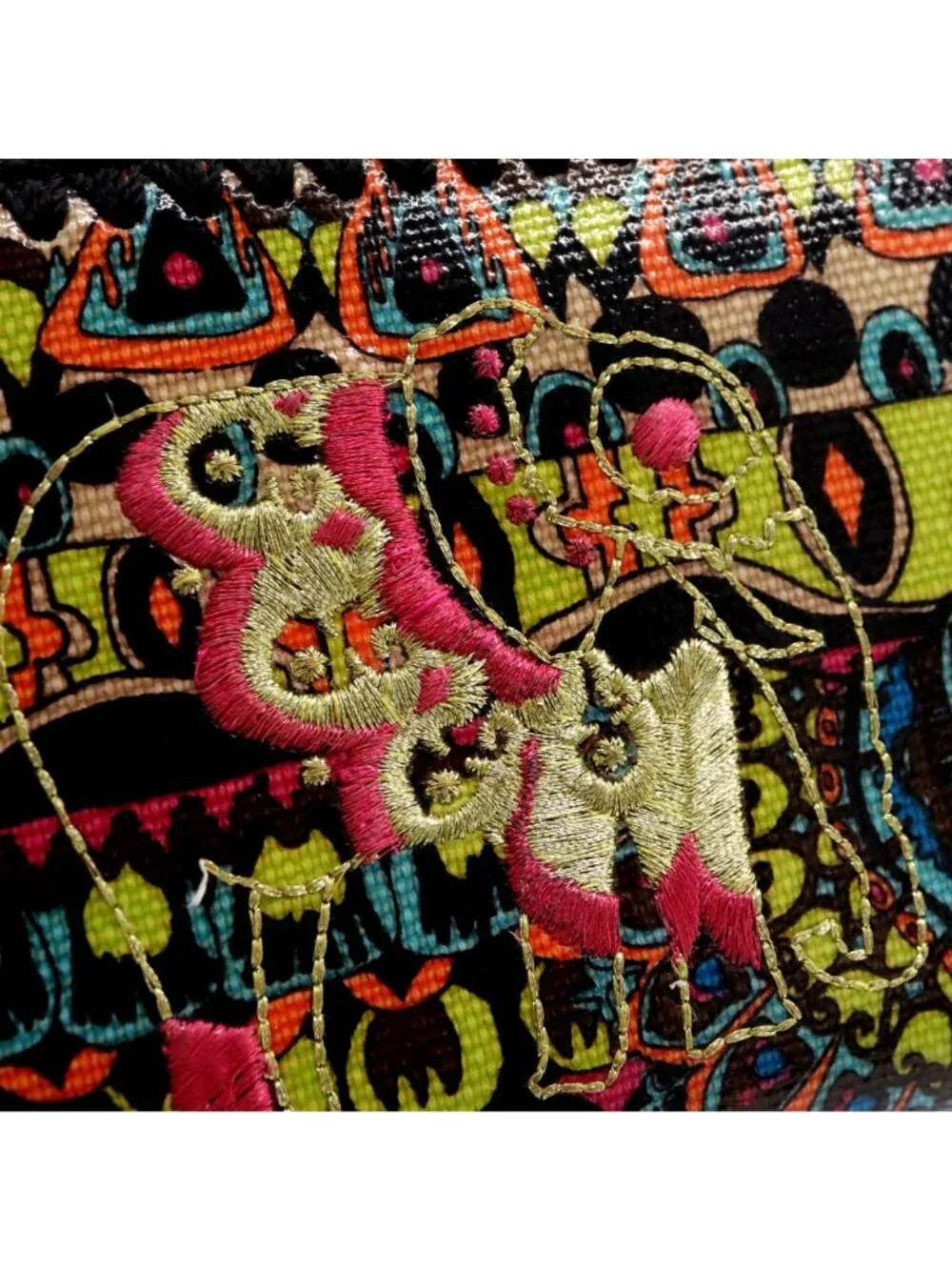 Sakroots Zip-around Clutch Wallet Embroidered Elephant Boho Multicolor Print
